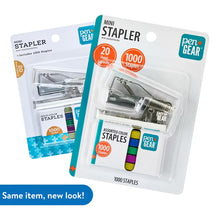 Mini stapler blister pack set of two, assorted color staples (1000 each)