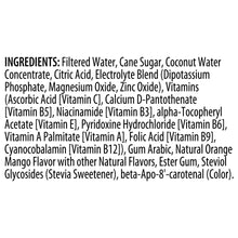 Ingredients list for sports drink bottle, including filtered water and cane sugar