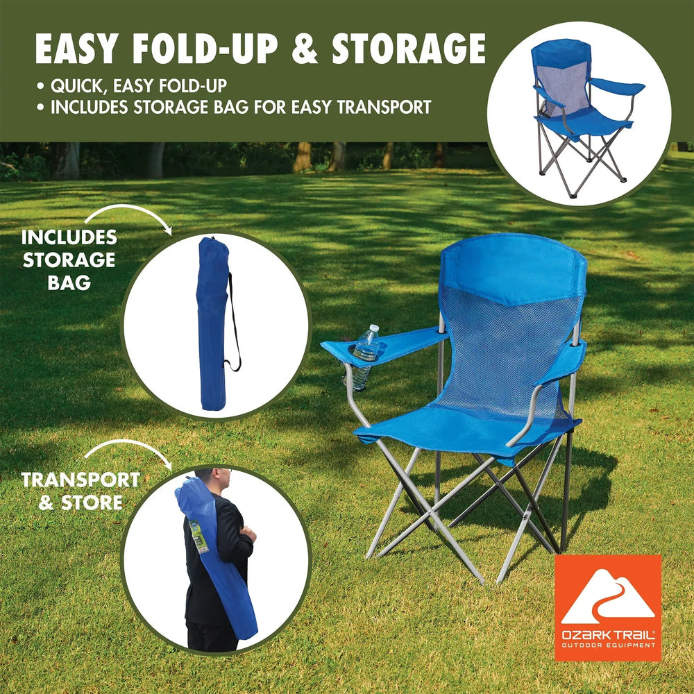 Ozark Trail Basic Mesh Chair Blue, Adult, 32.28in x 20.28in x 37.60in - USA MEGA SHOP