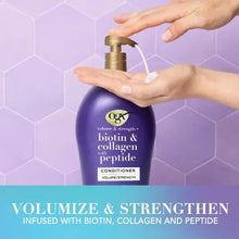 Hand washing with purple conditioner bottle with gold pump
