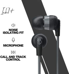 Skullcandy - Ink'D+ Wired In-Ear Headphone, Compatible with Bluetooth Devices and Computers - Sleek Black Earphones for High-Fidelity Audio and Calls