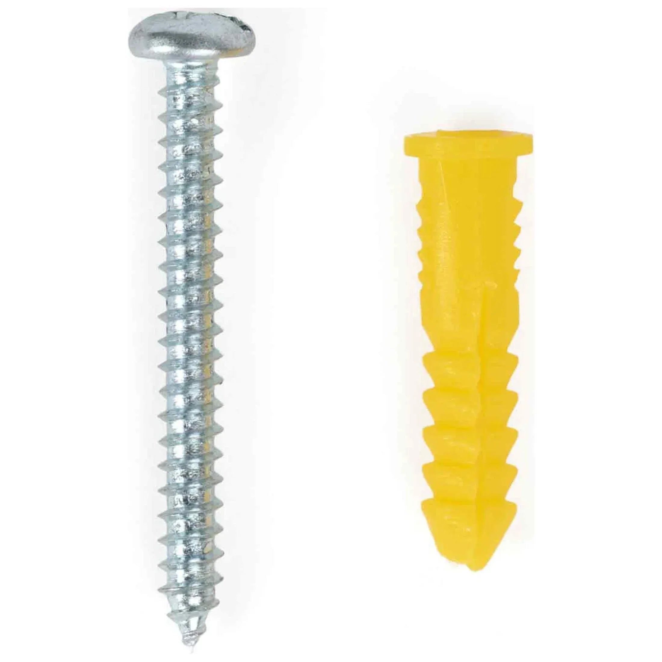 Hillman Multi-Material Ribbed Anchor Screws, #4-6 x 7/8", Plastic and Steel, 10 lbs, Yellow, 6 sets