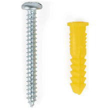 Ribbed yellow plastic anchor piece with flared end and textured grip
