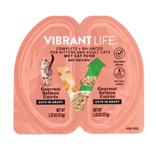 Vibrant Life gourmet salmon entree cuts in gravy cat food cups, two-pack