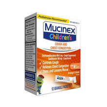 Mucinex Children’s cough medicine box with Pediatrician Recommended front panel