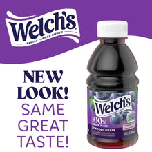 Concord grape juice bottle with Welch's label and white screw cap
