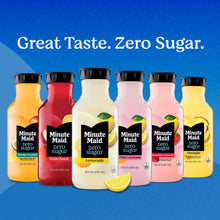 Assorted Minute Maid Zero Sugar drink bottles, pink lemonade and strawberry