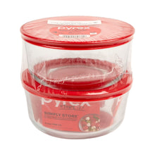 Pyrex Simply Store 4C glass storage container with red lid, sealed label