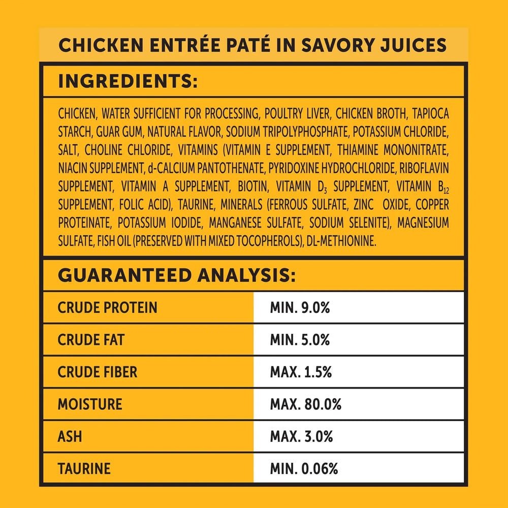 Vibrant Life Chicken Pate in Savory Juices Wet Cat Food, Grain-Free, 2.64 oz Split Tray