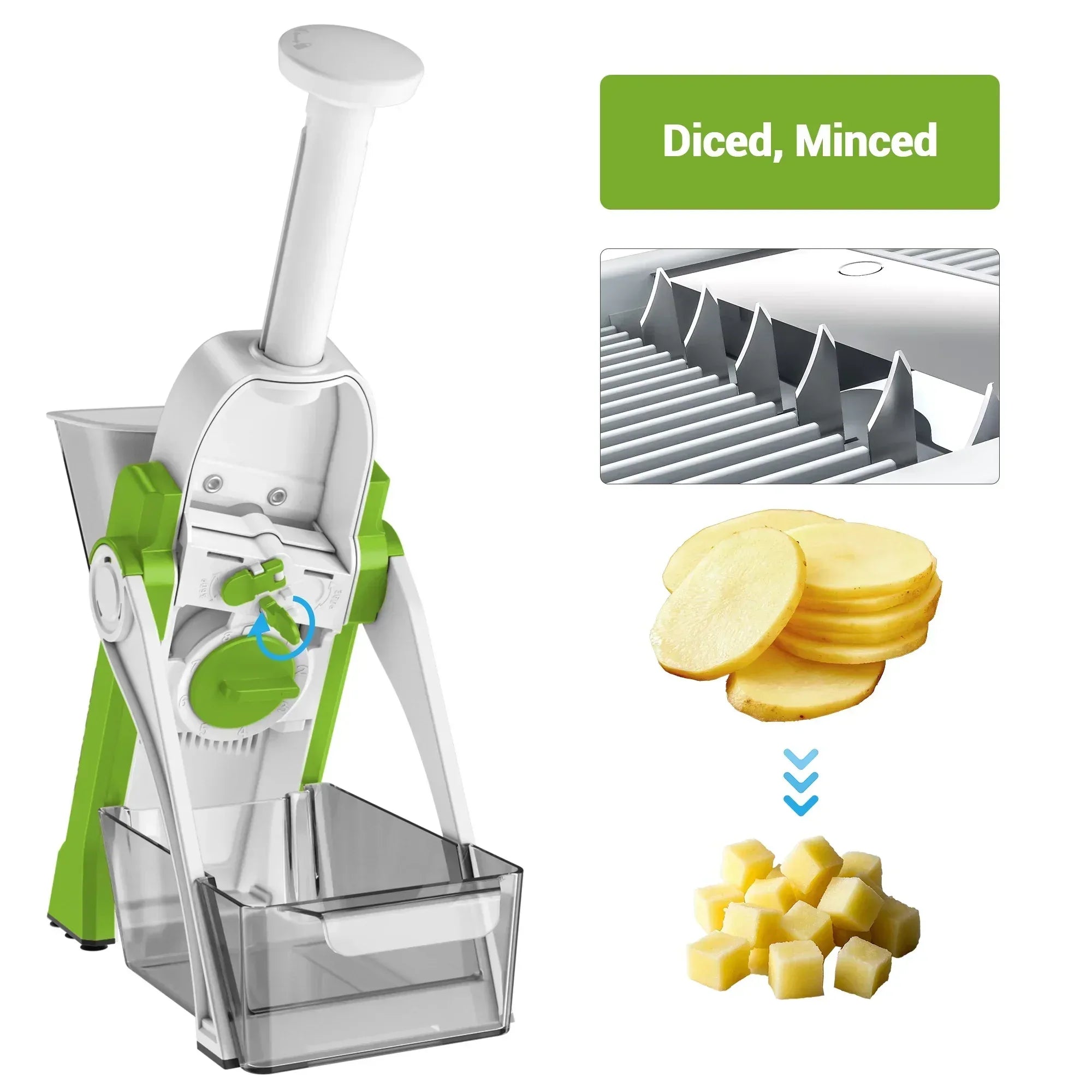 Mandoline Slicer for Vegetables Fruits, Adjustable Thickness Stainless Steel Food Cutter & Chopper, Safe and Quick Meal Preparation - USA MEGA SHOP
