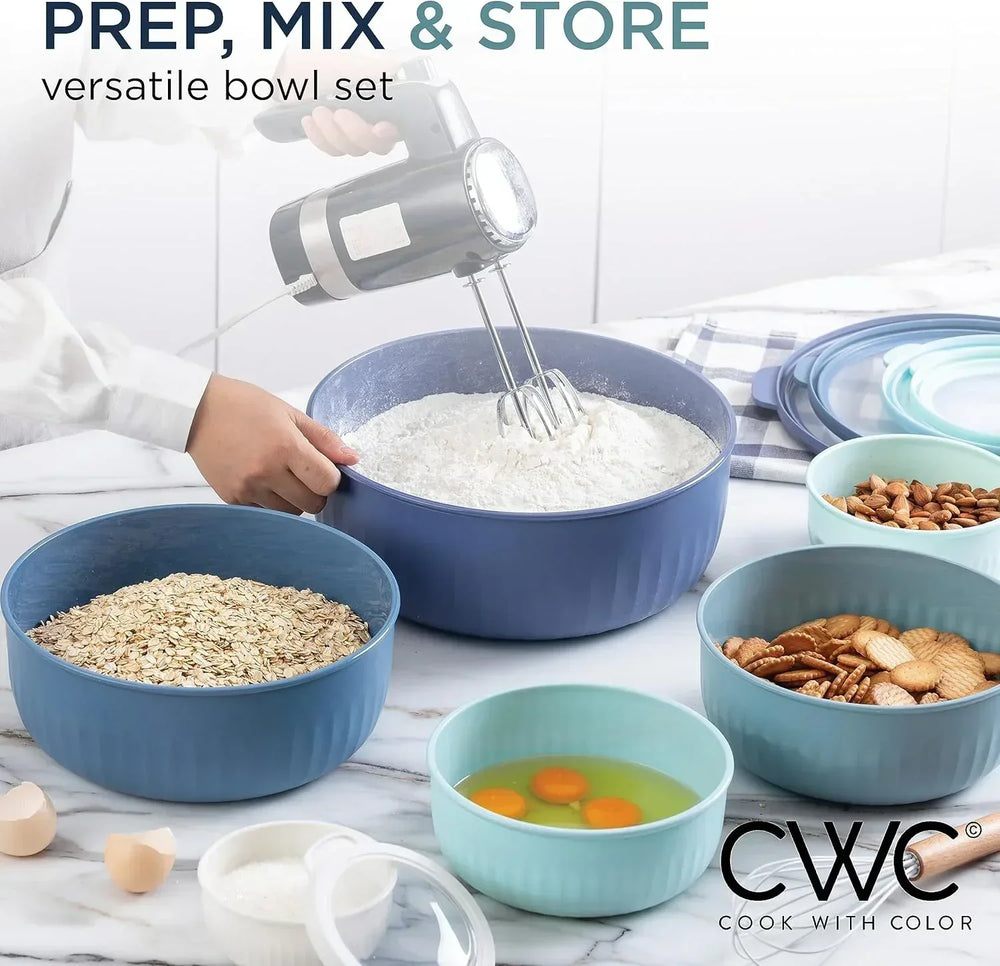 COOK WITH COLOR Meal Prep Containers Wide Mixing Bowls Food Storage Containers with Lids - USA MEGA SHOP