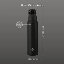 Black 32 oz stainless steel water bottle with lock lid and carry handle