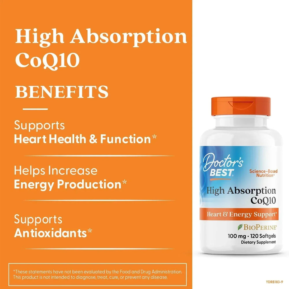 Doctor's Best, High Absorption CoQ10 with BioPerine®, 60 Veggie Caps - USA MEGA SHOP