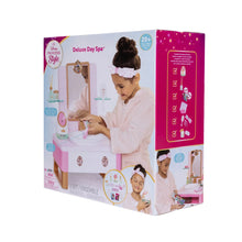 Deluxe day spa toy set box showing a child using a vanity station