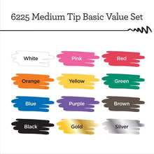 Medium tip paint pen color swatches: white, pink, red, orange, yellow, green