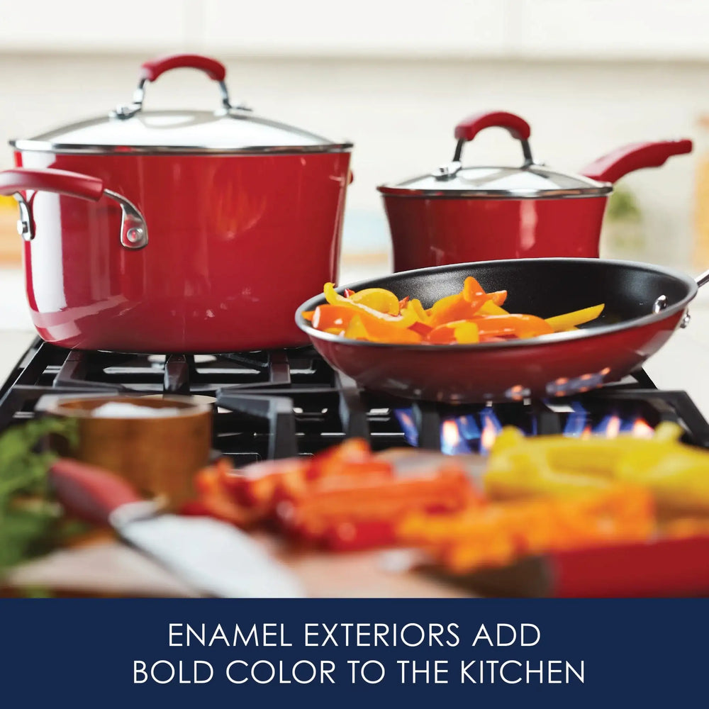 Rachael Ray 15 Piece Hard Enamel Nonstick Pots and Pans Set