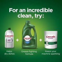 Cascade Complete green detergent jug shown with two other Cascade containers