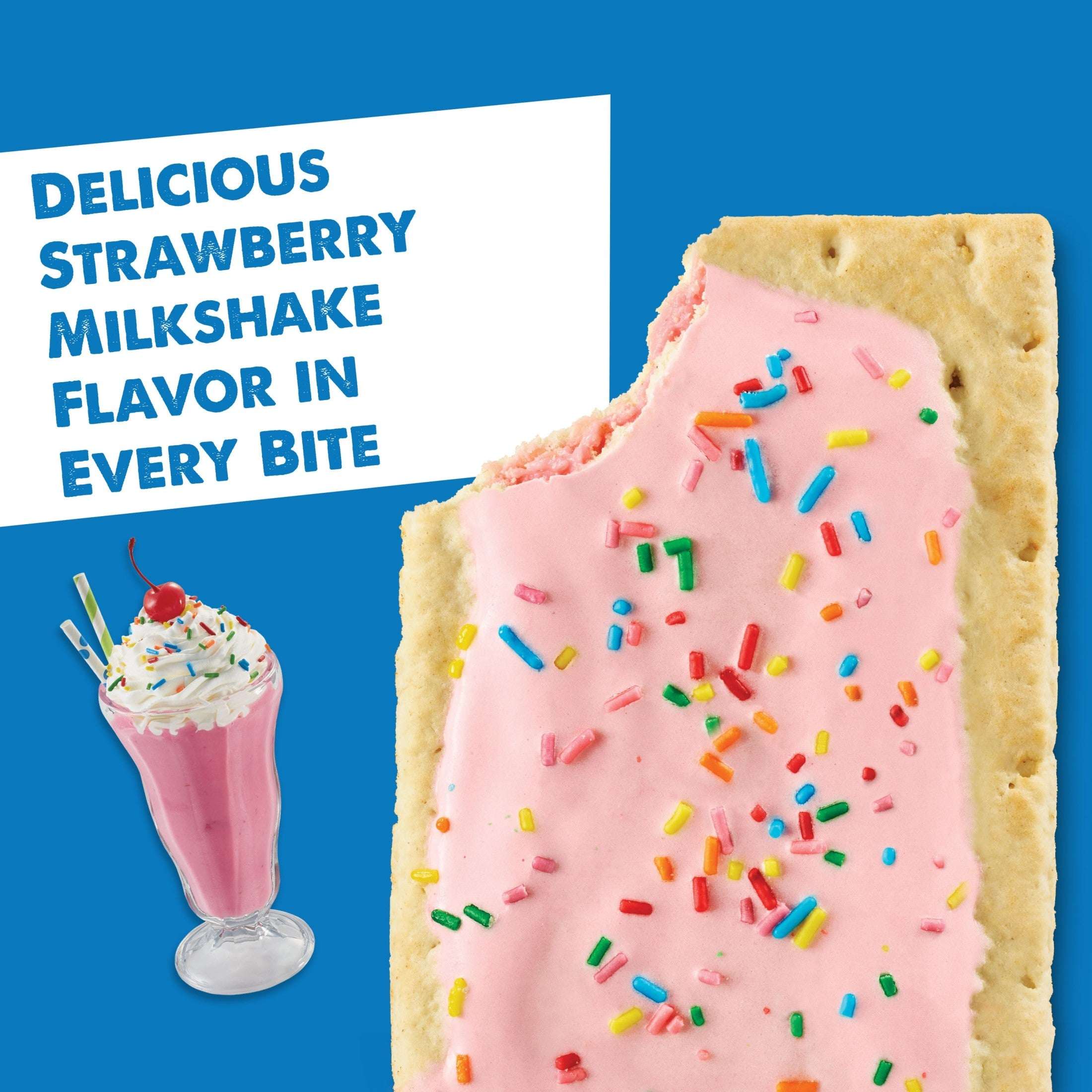 Pop-Tarts Frosted Strawberry Milkshake Toaster Pastries, Breakfast Foods, Shelf-Stable, 27 oz (16 Count)