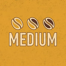 Medium roast graphic with three coffee bean icons
