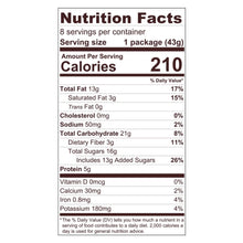 Nutrition Facts panel on gluten-free trail mix snack bag, 1 package (43g)