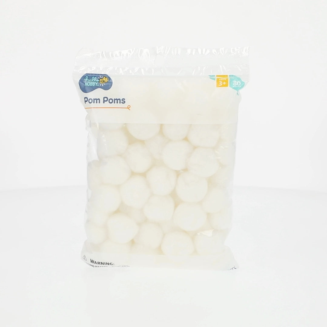 Hello Hobby Black Craft Pom Poms, 80 Piece