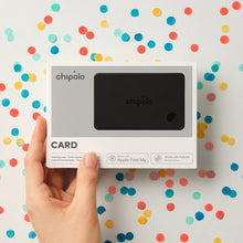 Chipolo CARD retail box with a black tracker card insert