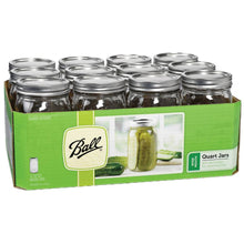 Quart mason jar multipack with metal lids and bands, clear glass jars
