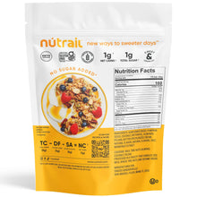nutrail Honey Nut granola bag back with Nutrition Facts and ingredient panel