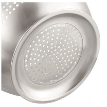 Stainless steel colander base with perforated inner strainer plate
