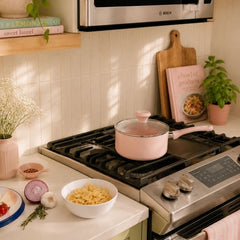 Elements by Thyme & Table 2 QT Ceramic Non-Stick Saucepan - pink