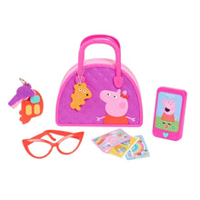 Toddler purse set accessories: purple bag, toy glasses, card phone, play sheets