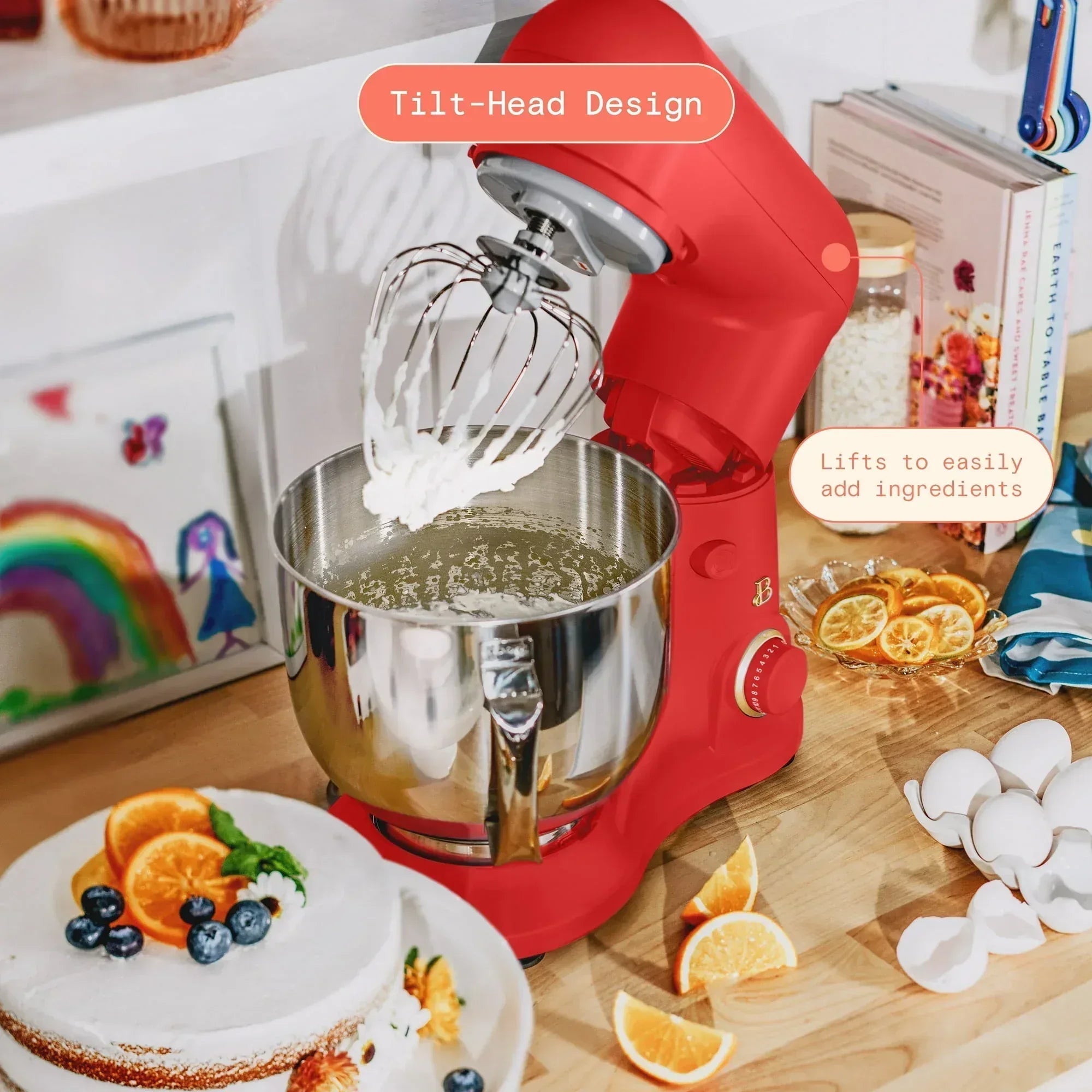 Beautiful 5.3 Qt Stand Mixer, Black Sesame with Flat Beater, Dough Hook, Balloon Whisk