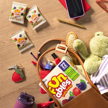 Assorted Funables mixed berry fruity snack pouches, shown together