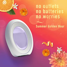 Plug-in air freshener device with lavender oval opening for small spaces