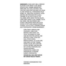 Ingredient list panel for crème-filled Swiss roll snack cakes