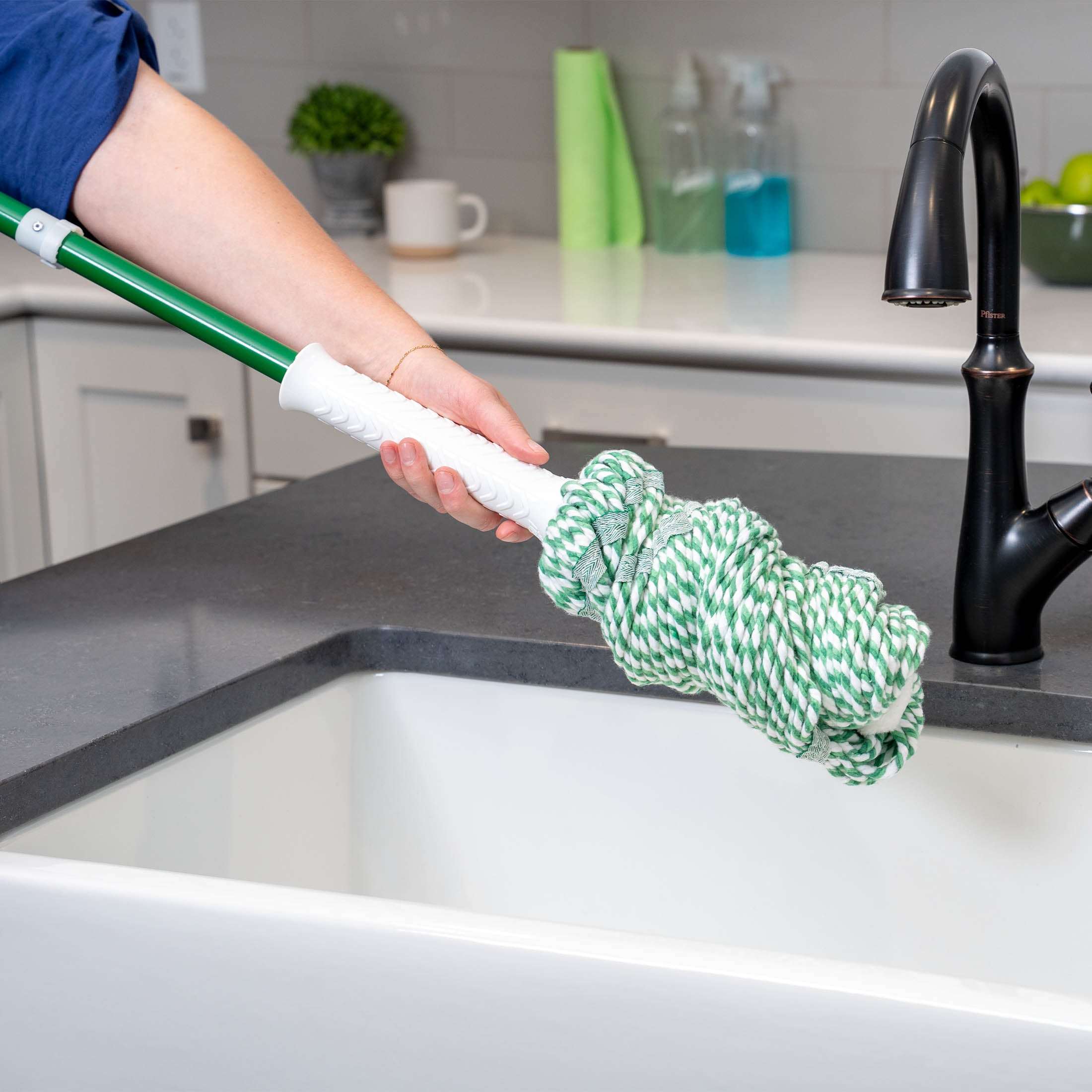 Libman Tornado Twist Mop Cotton Blend Head Steel Handle Green & White