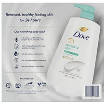 Dove Sensitive Skin body wash pump bottle, back label view