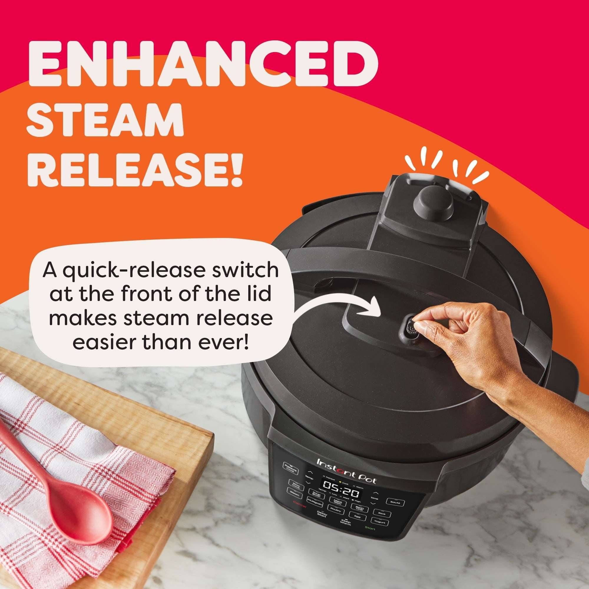 Instant Pot 7.5 Qt RIO Wide Base 7-in-1 Multi-Cooker, Pressure Cooker, Slow Cook & more, Black