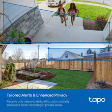 Outdoor yard view with highlighted surveillance coverage area for security camera alerts