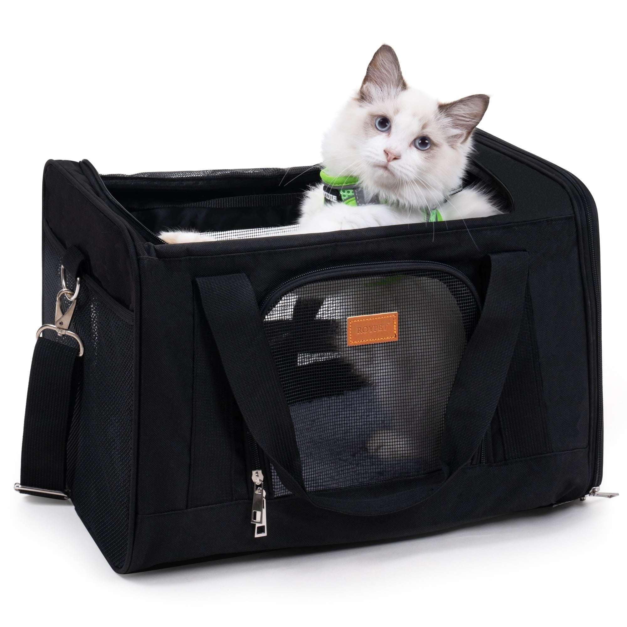 Roypet Small and Medium Pet Carrier, Airline Approved, Collapsible Travel, Black, 15 Lb Limit - USA MEGA SHOP