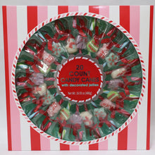 20-count holiday candy cane and decorated jelly assortment in a red-and-pink striped box