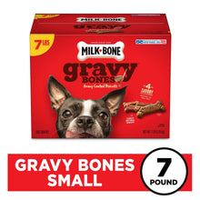 Milk-Bone Gravy Bones dog biscuit box, 7 lb small package label