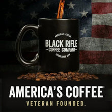 Ceramic coffee mug with Black Rifle Coffee Company logo and “America's Coffee” text