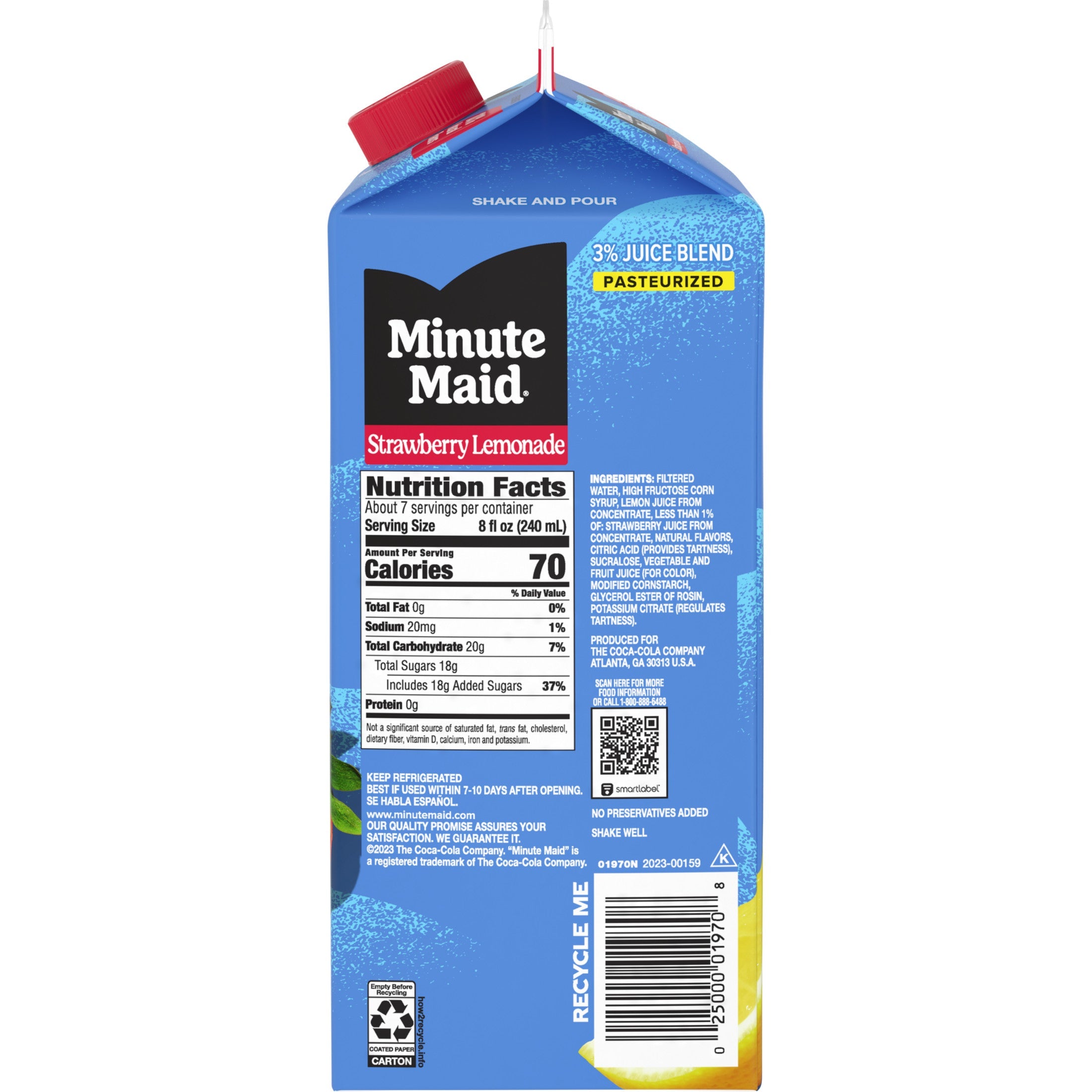 Minute Maid Strawberry Lemonade Carton, 59 fl oz