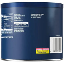 PLANTERS honey roasted peanuts canister side with choking warning and barcode