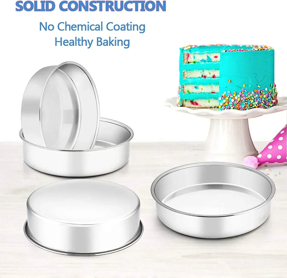 Vesteel Cake Pan, Stainless Steel Round Layer Cake Baking Pans, Non-Toxic & Healthy, Mirror Finish & Dishwasher Safe - USA MEGA SHOP