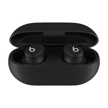 Beats by Dr. Dre black charging case open with two earbuds inside