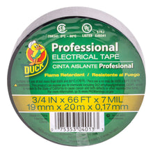 Black electrical tape roll with printed specs, 3/4 in x 66 ft, 7 mil