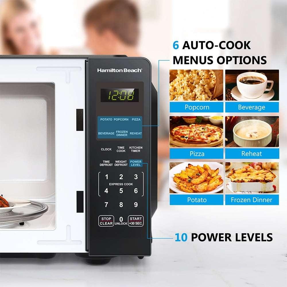 Hamilton Beach 0.9 Cu ft Countertop Microwave Oven, 900 Watts, Black Stainless Steel, New - USA MEGA SHOP