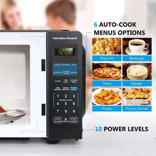Countertop microwave oven control panel with display and numeric keypad